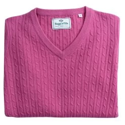 Hoggs Of Fife Women's Lauder Cable Pullover - Cerise 8 Hoggs Of Fife Women's Lauder Cable Pullover - Cerise -Fashion Lady cerise 3