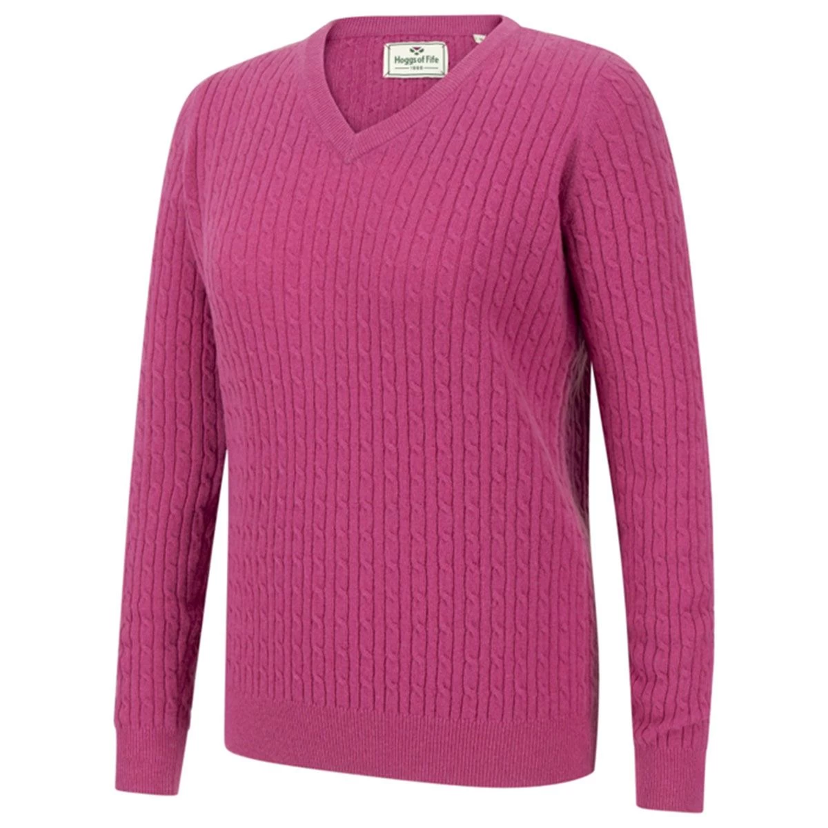 Hoggs Of Fife Women's Lauder Cable Pullover - Cerise 6 Hoggs Of Fife Women's Lauder Cable Pullover - Cerise - Image 6