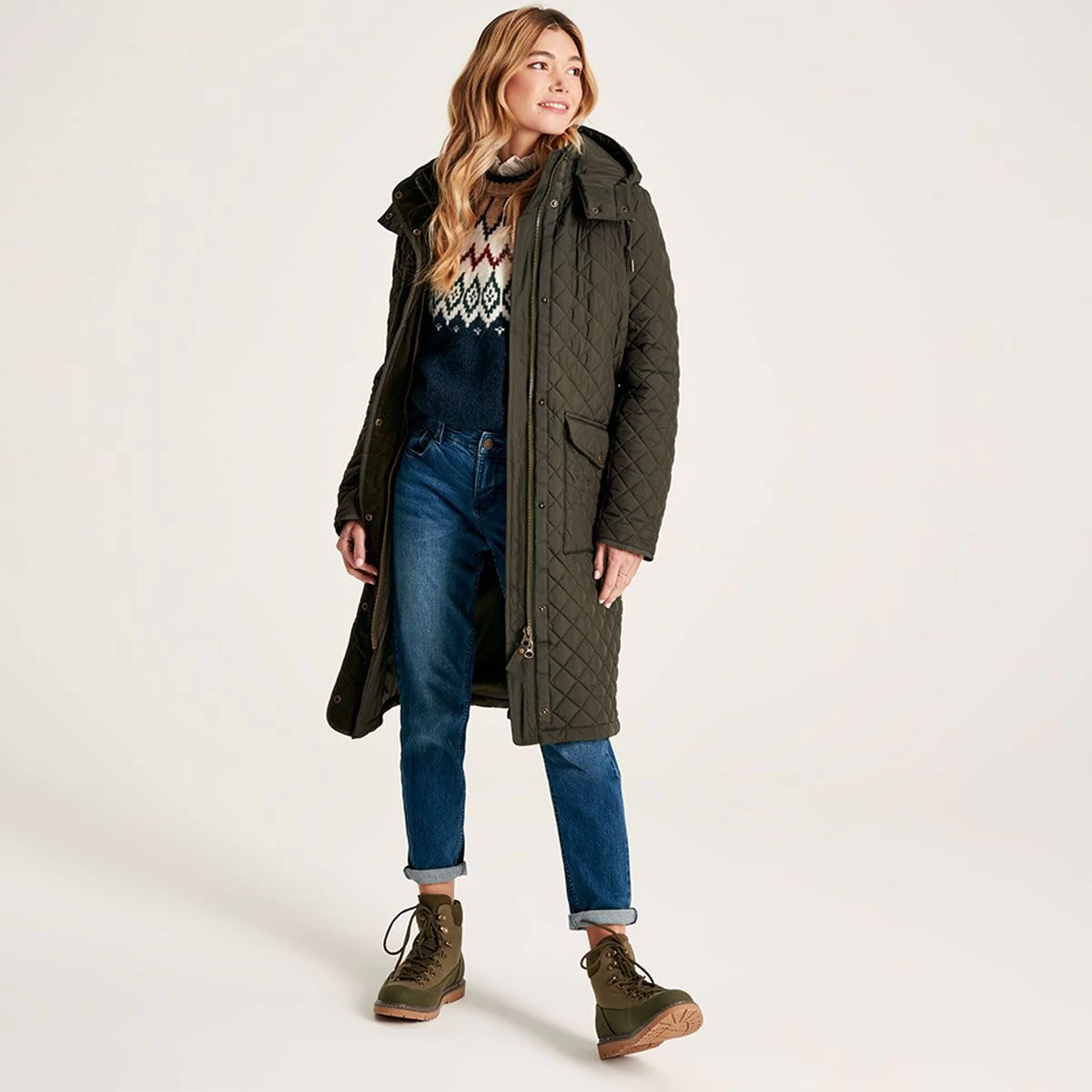 Joules Women's Chatsworth Long Quilted Coat - Heritage Green 2 Joules Women's Chatsworth Long Quilted Coat - Heritage Green - Image 2