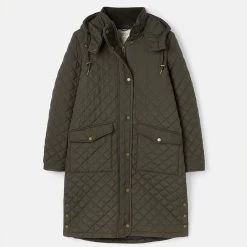 Joules Women's Chatsworth Long Quilted Coat - Heritage Green 14 Joules Women's Chatsworth Long Quilted Coat - Heritage Green -Fashion Lady chatham coat hertgrn 6