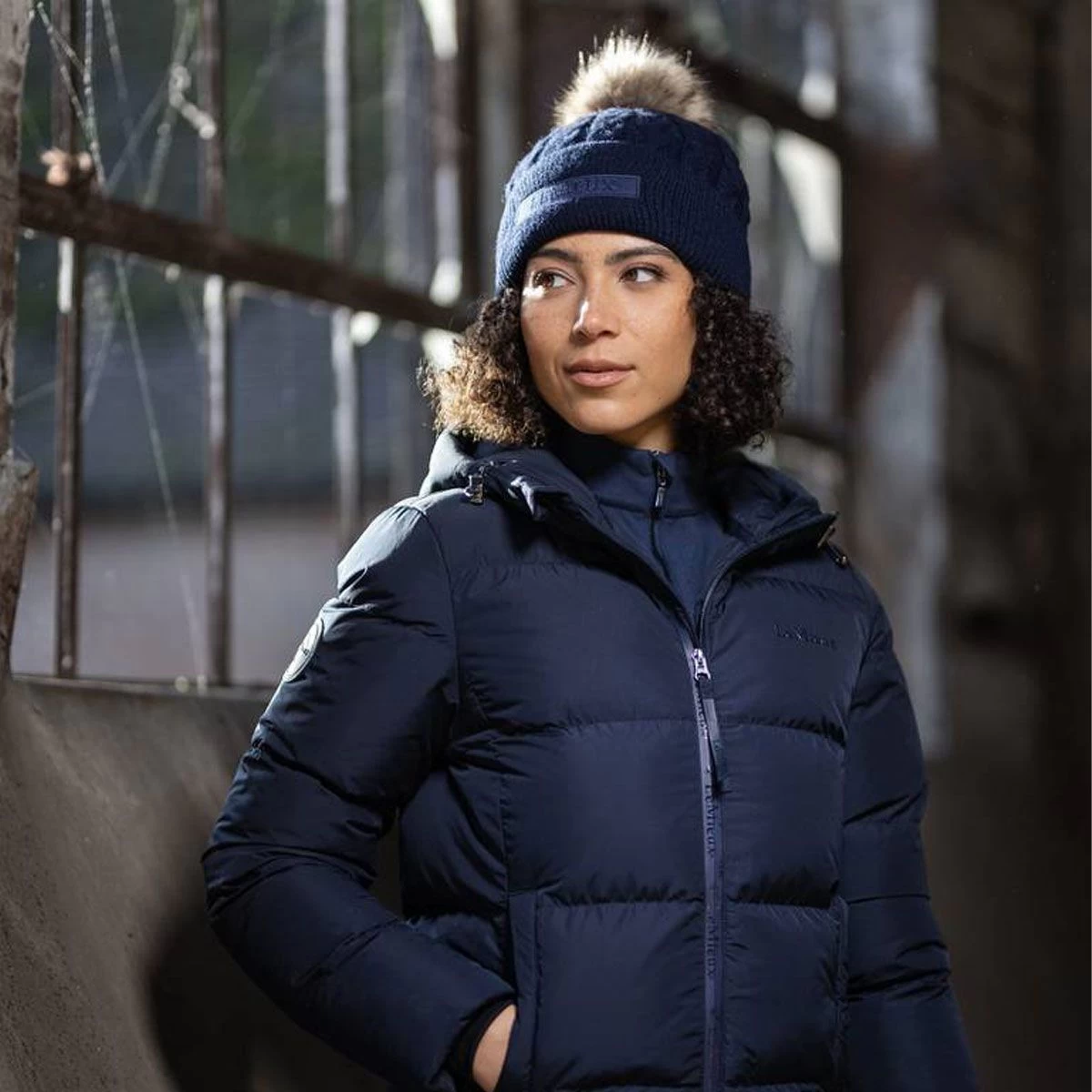 Lemieux Women's Clara Cable Beanie Hat - Navy 3 Lemieux Women's Clara Cable Beanie Hat - Navy - Image 3