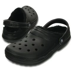 Crocs Unisex Classic Lined Clogs - Black -Fashion Lady classic fuzz lined blk 1
