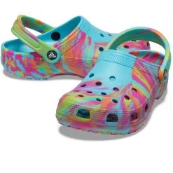 Crocs Unisex Classic Marbled Clogs – Neptune/Multi -Fashion Lady classic marbled clog nept mul 3
