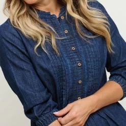 Brakeburn Women's Cora Denim Midi Dress - Blue -Fashion Lady cora denim dress blue 3