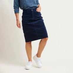 Brakeburn Women's Cord Midi Skirt - Blue -Fashion Lady cord midi skirt blue 1 1