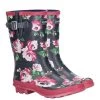 Cotswold Women's Paxfords Mid Calf Wellington Boots - Black/Flower
