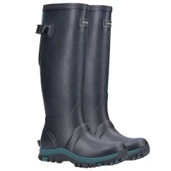Cotswold Women's Realm Adjustable Wellington Boots - Navy/Teal -Fashion Lady cotswold realm navy teal 1