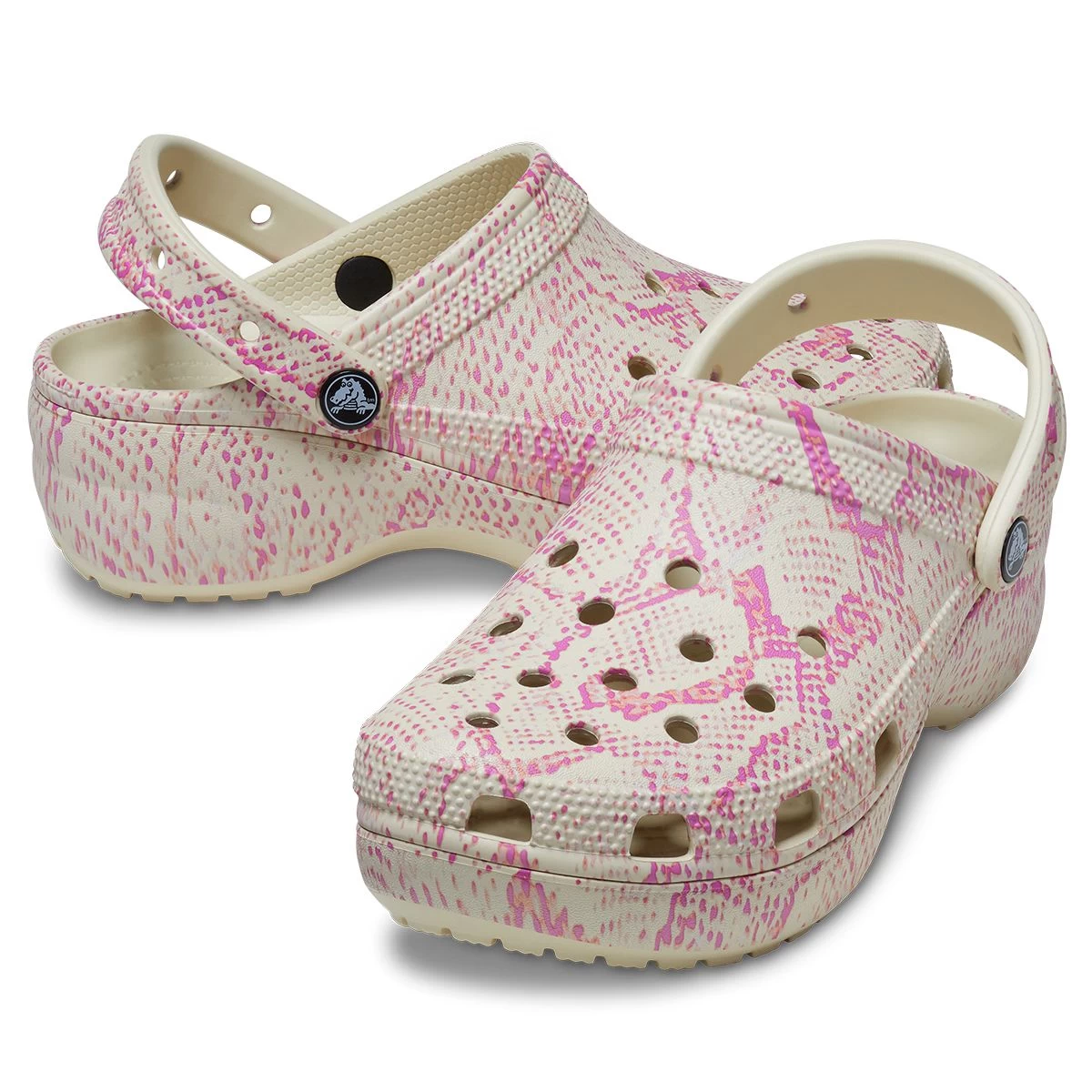 Crocs Women’s Classic Platform Snakeskin Clogs – Bone 5 Crocs Women’s Classic Platform Snakeskin Clogs – Bone - Image 5