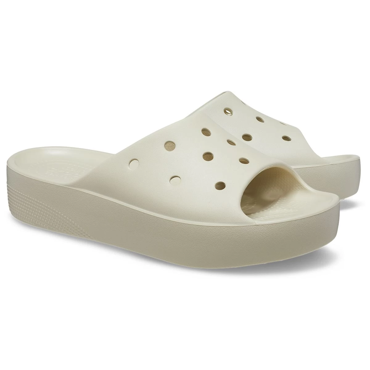 Crocs Women's Classic Platform Slides – Bone 1 Crocs Women's Classic Platform Slides – Bone