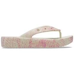 Crocs Women's Classic Platform Snakeskin Flip Flops - Bone -Fashion Lady crocs platform flip flop snakeskin bone 5