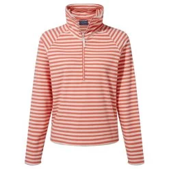 Craghoppers Women's Melina Striped Half Zip Fleece - Coral Stripe