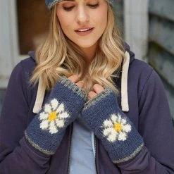 Pachamama Women's Daisy Handwarmers - Denim -Fashion Lady daisy handwarmer denim 1 1