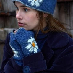 Pachamama Women's Daisy Handwarmers - Denim -Fashion Lady daisy handwarmer denim 3