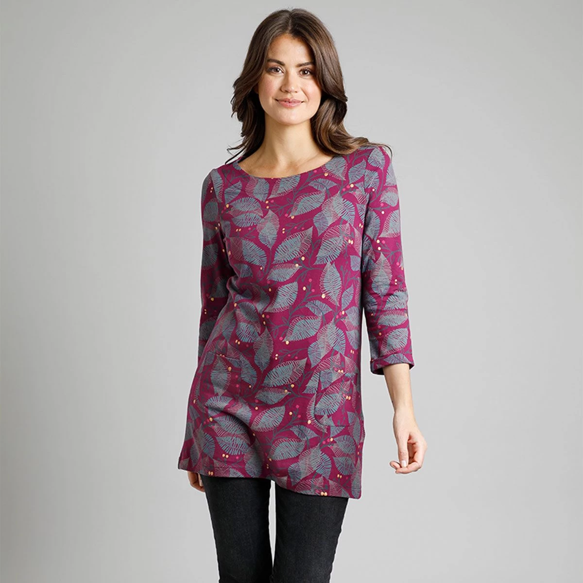 Weird Fish Women’s Dandy Print Tunic – Purple Wine 2 Weird Fish Women’s Dandy Print Tunic – Purple Wine - Image 2