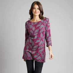 Weird Fish Women’s Dandy Print Tunic – Purple Wine