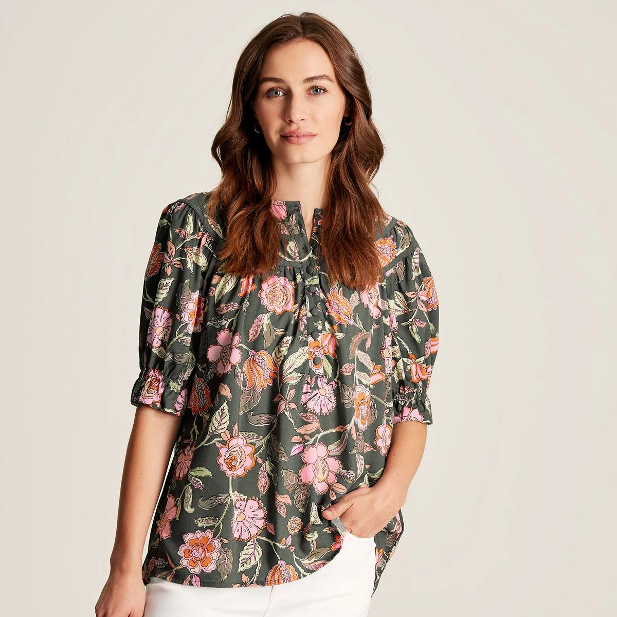 Joules Women's Eloisa Blouse - Grey Floral 7 Joules Women's Eloisa Blouse - Grey Floral - Image 7
