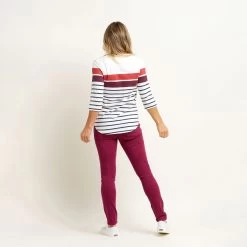 Brakeburn Women's Engineered Stripe Long Sleeve Tee - Cream -Fashion Lady engineered stripe tee cream 2