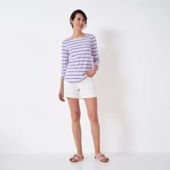 Crew Clothing Women's Essential Breton Stripe Top - Lilac Multi -Fashion Lady essential breton iriswht 2