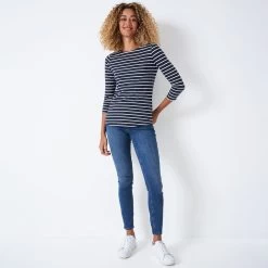 Crew Clothing Women's Essential Breton Stripe Top - Navy/White -Fashion Lady essential breton navywht 2 1
