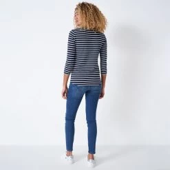 Crew Clothing Women's Essential Breton Stripe Top - Navy/White -Fashion Lady essential breton navywht 3