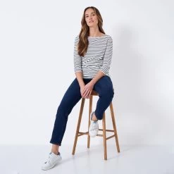 Crew Clothing Women's Essential Breton Stripe Top - White/Navy -Fashion Lady essential breton whtnavy 4