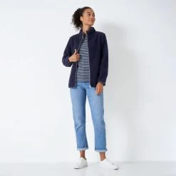 Crew Clothing Women's Full Zip Sherpa Fleece - Navy -Fashion Lady full zip fleece sherpa navy 2