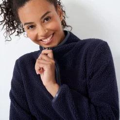 Crew Clothing Women's Full Zip Sherpa Fleece - Navy -Fashion Lady full zip fleece sherpa navy 4