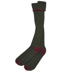 Barbour Contrast Gun Stockings - Olive/Cranberry -Fashion Lady gun oc 1 1 3 1