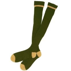Barbour Contrast Gun Stockings - Olive/Gold