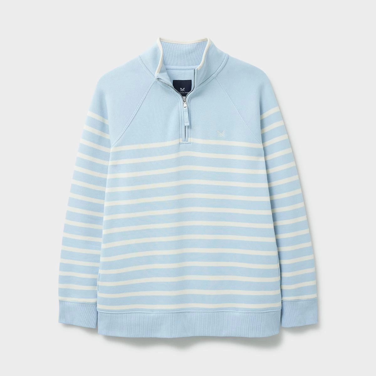 Crew Clothing Women's Half Zip Striped Sweatshirt - Light Blue/White Smoke 2 Crew Clothing Women's Half Zip Striped Sweatshirt - Light Blue/White Smoke - Image 2