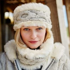 Pachamama Women’s Chamonix Fur Headband – Oatmeal -Fashion Lady headband cream 2 1 1