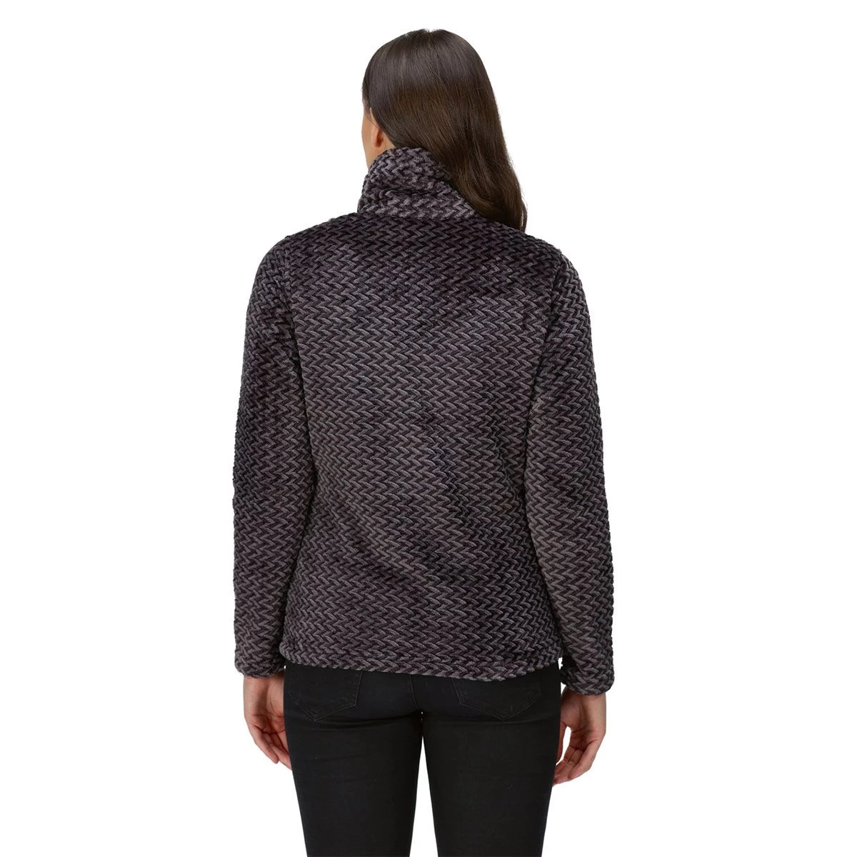 Regatta Women’s Heloise Full Zip Fleece – Black Plait 2 Regatta Women’s Heloise Full Zip Fleece – Black Plait - Image 2