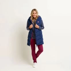 Brakeburn Women's Hooded Longline Quilted Gilet - Navy -Fashion Lady hooded longline gilet navy 4