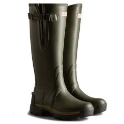 Hunter Women’s Balmoral Side Adjustable Wellington Boots – Dark Olive -Fashion Lady hunter balmoral side dark olive 1