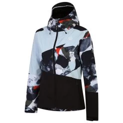 Dare 2b Women's Ice Waterproof Jacket - Lichen Green Abstract Print/Quiet Blue -Fashion Lady ice jacket 1