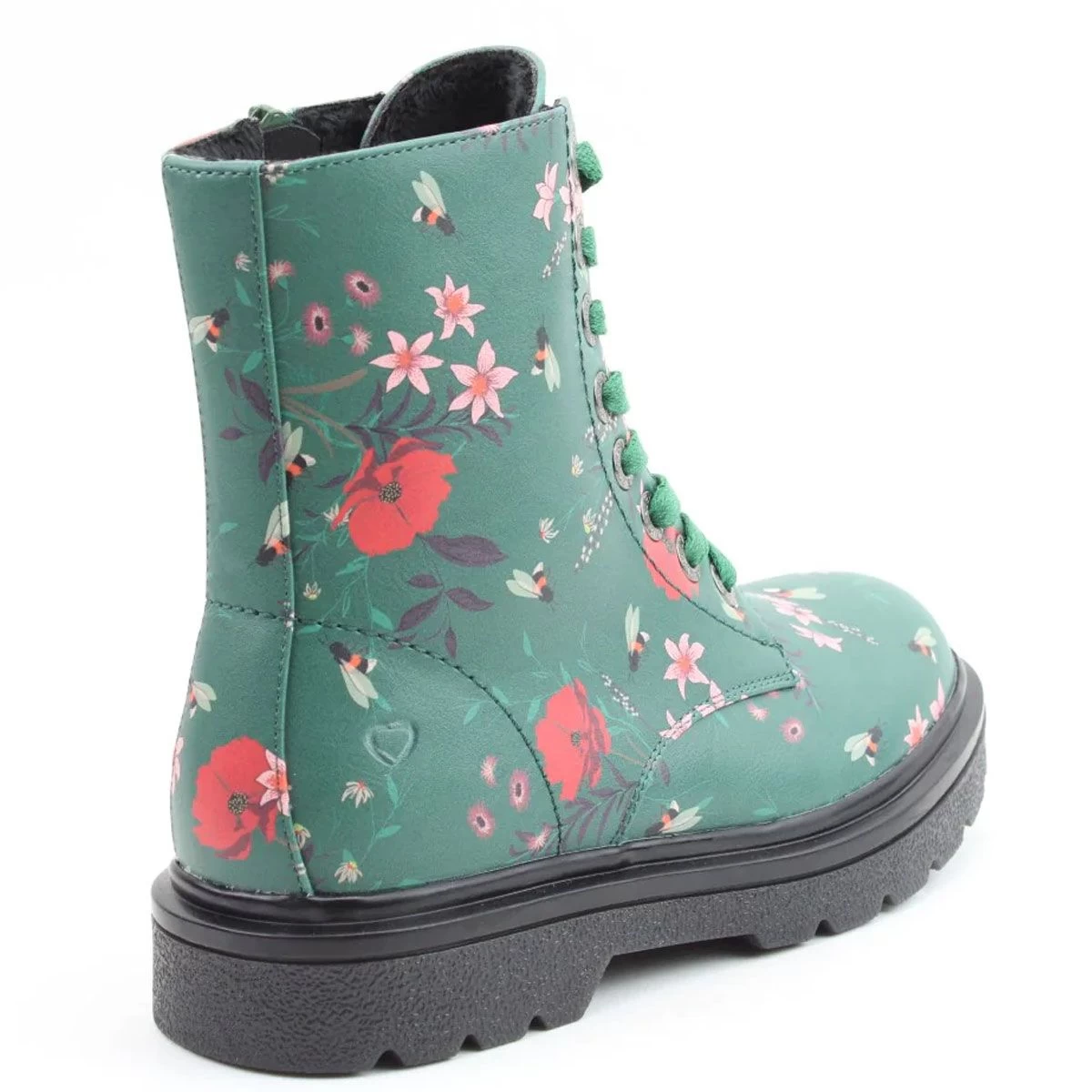 Heavenly Feet Women's Justina 2 Bee Flower Print Ankle Boots - Apple Green 2 Heavenly Feet Women's Justina 2 Bee Flower Print Ankle Boots - Apple Green - Image 2