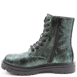 Heavenly Feet Women's Justina 2 Leaves Print Mid Boots - Emerald -Fashion Lady justina2 leaves print emerald 2
