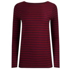 Weird Fish Women's Lanty Long Sleeved Striped Tee - Mulberry