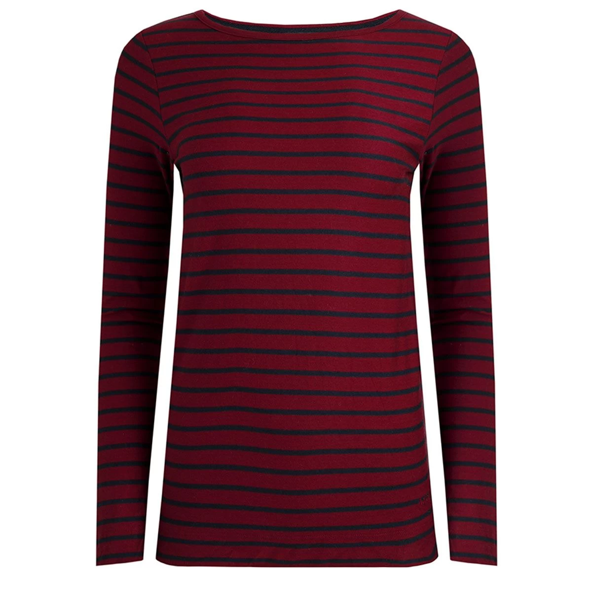 Weird Fish Women's Lanty Long Sleeved Striped Tee - Mulberry 1 Weird Fish Women's Lanty Long Sleeved Striped Tee - Mulberry