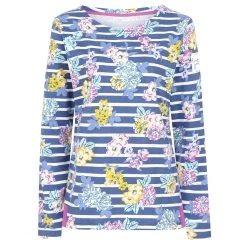 Lazy Jacks Women’s Long Sleeve Printed Breton Top - Fleur