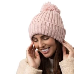 Heat Holders Women’s Arden Pom Pom Hat – Dusky Pink -Fashion Lady lds arden thermal hat dusky pink 1 1