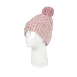Heat Holders Women’s Arden Pom Pom Hat – Dusky Pink -Fashion Lady lds arden thermal hat dusky pink 3