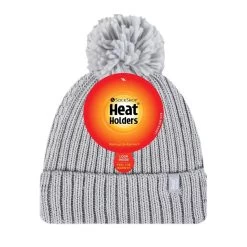 Heat Holders Women’s Arden Pom Pom Hat – Light Grey -Fashion Lady lds arden thermal hat lt grey 3