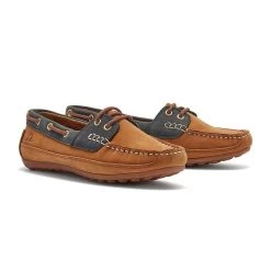 Chatham Women's Cromer Nubuck Driving Moccasins - Tan/Navy