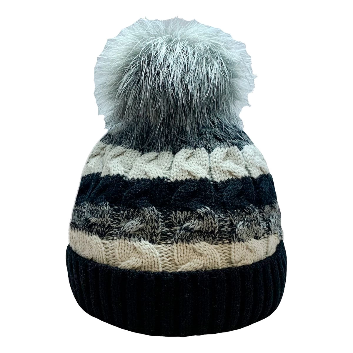 Women’s Shetland Bobble Hat – Black 2 Women’s Shetland Bobble Hat – Black - Image 2