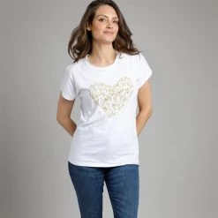 Weird Fish Women's Liliana Organic Graphic Tee - White -Fashion Lady liliana org cttn slb grph t whte 5 1