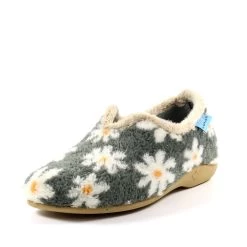 Lunar Women's Daisy Flower Slippers - Grey -Fashion Lady lunar daisy full slipper grey 2