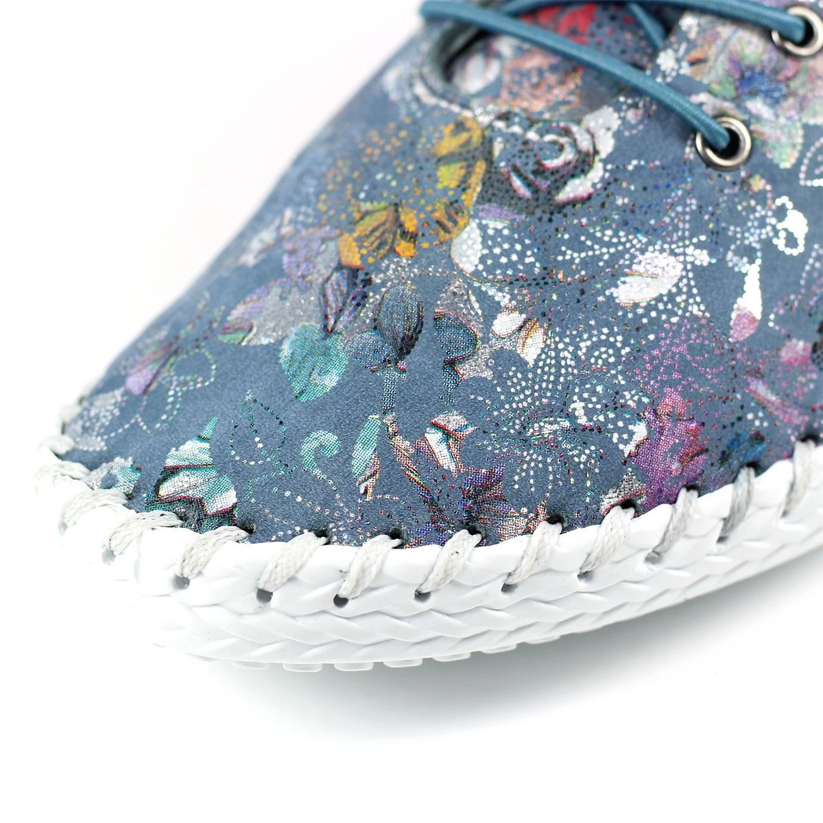 Lunar Women’s Exbury Floral Leather Plimsoll - Blue 9 Lunar Women’s Exbury Floral Leather Plimsoll - Blue - Image 9