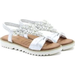 Heavenly Feet Women's Margarita Sandals - White/Silver