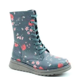 Heavenly Feet Women's Martina 4 Bee Flower Print Mid Boots - Ocean